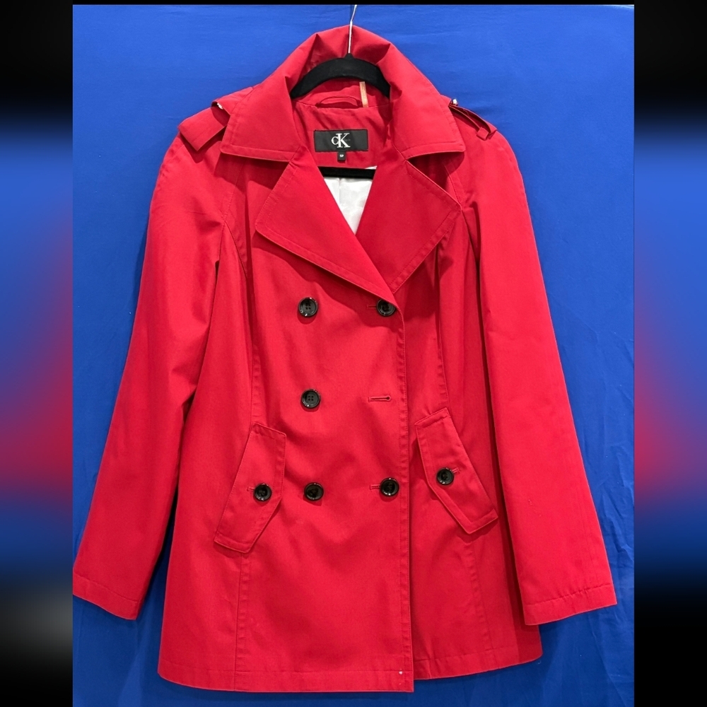 Calvin Klein Vibrant Red Trench Coat